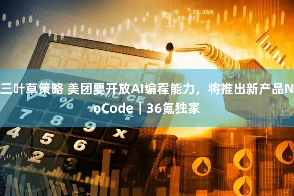 三叶草策略 美团要开放AI编程能力，将推出新产品NoCode｜36氪独家