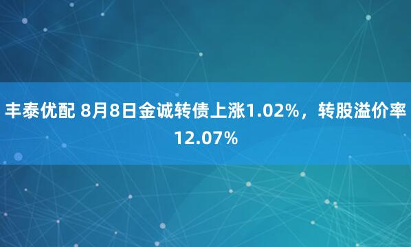 丰泰优配 8月8日金诚转债上涨1.02%，转股溢价率12.07%